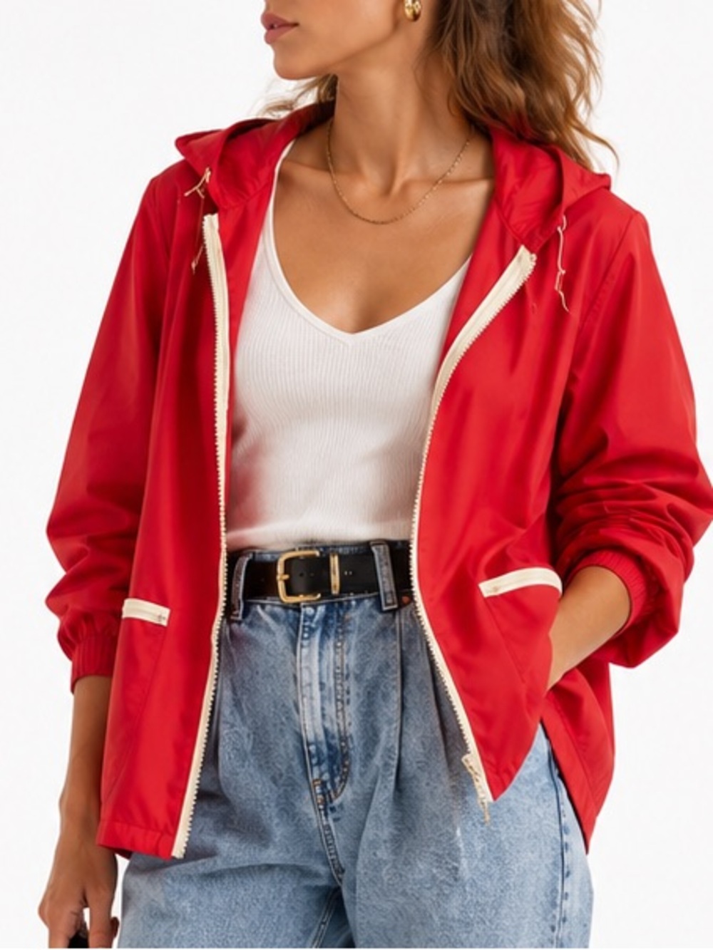 Vintage 60s “Made for Just Men” Red Nylon Water Repellant Windbreaker Jacket